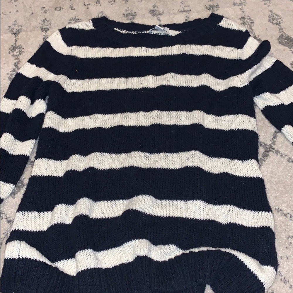 Blue and White Striped Sweater